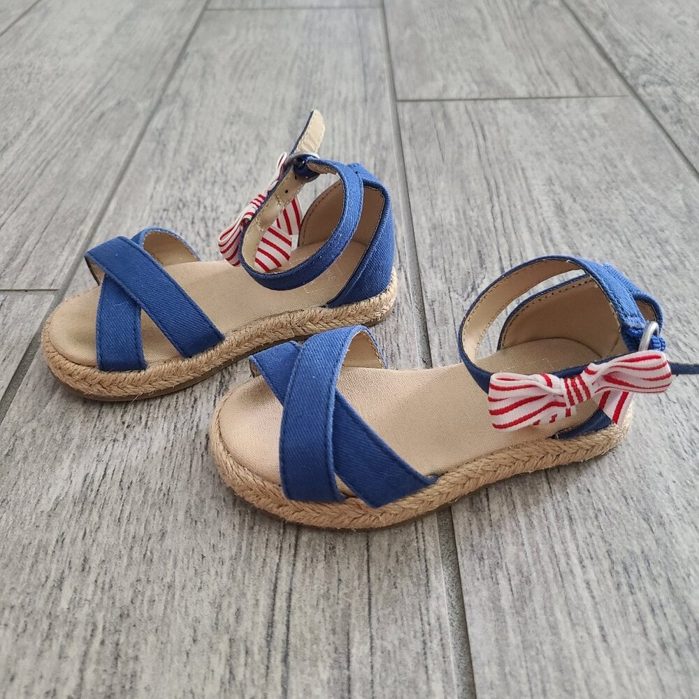 Janie and Jack baby girl USA red white and blue sandals size 5